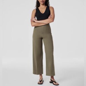 nwt SPANX stretch twill wide leg pant tuscan olive Petite Medium 20989Q
